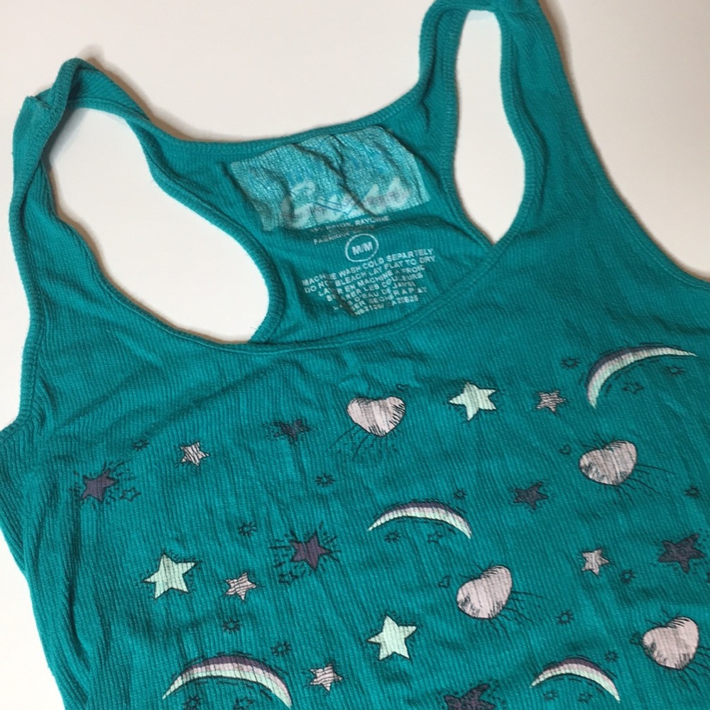 Millennial - Guess 🌈 rainbow, hearts & stars ⭐️ teal tank